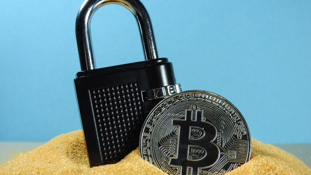 Bitcoin and padlock